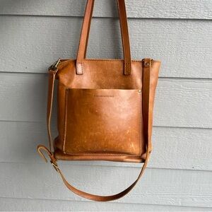 Portland Leather Goods Medium Crossbody Tote Purse Bag Chestnut Brown